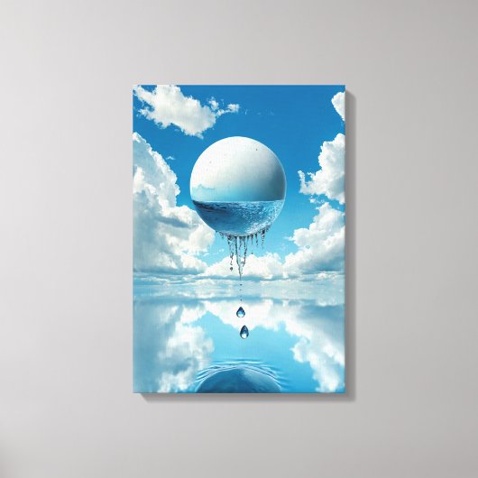 球体の形をした荷車を引く球体 キャンバスプリント (正面)