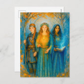 球体を持つ3つのケルト白熱［赤熱］光を放つ病 シーズンポストカード (正面/裏面)