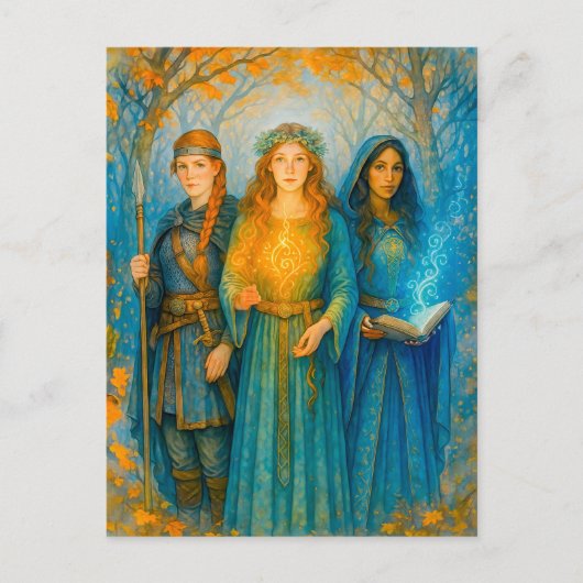 球体を持つ3つのケルト白熱［赤熱］光を放つ病 シーズンポストカード (正面)