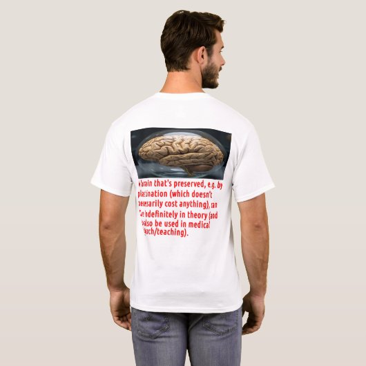 球体保存された脳のメッセージ Tシャツ (裏面フル)