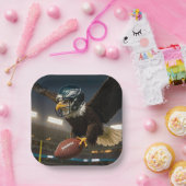 球場のサッカーとヘルメット付きハゲ鷲 ペーパープレート (パーティー)