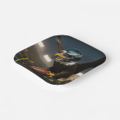 球場のサッカーとヘルメット付きハゲ鷲 ペーパープレート (傾斜あり)