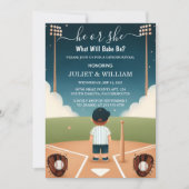 球技場で野球の男女おもしろいが明らかに 招待状 (正面)