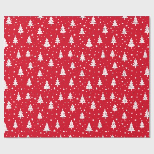 球根の星と雪片が咲くクリスマスツリー ラッピングペーパー (フラット)