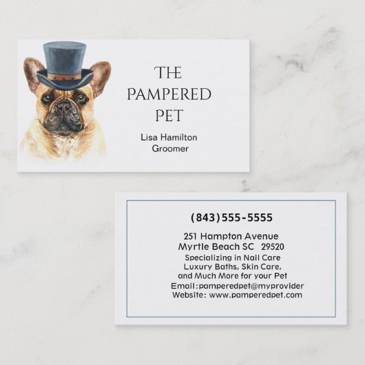 球根フランスのペットトリマー/獣医/シッター 名刺 (正面/裏面)