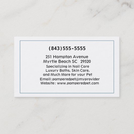 球根フランスのペットトリマー/獣医/シッター 名刺 (裏面)