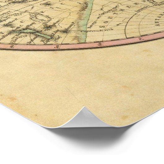 球状の投影上の世界地図 ポスター (角)