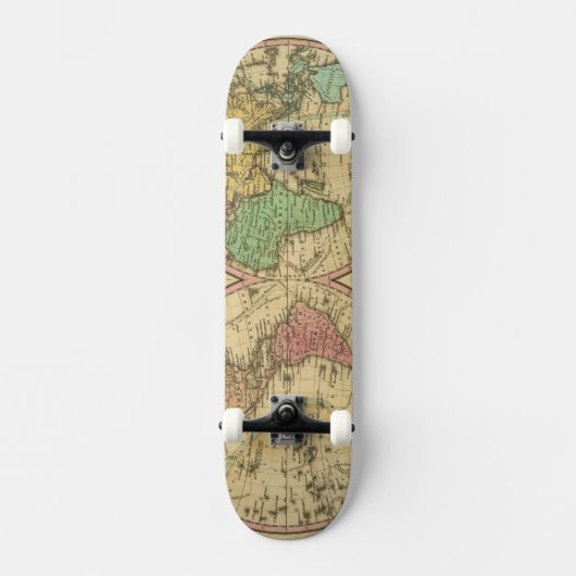 球状投射の世界の地図 スケートボード (正面)