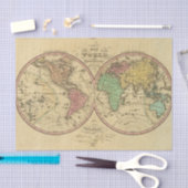 球状投射の世界の地図 薄葉紙 (クラフト)