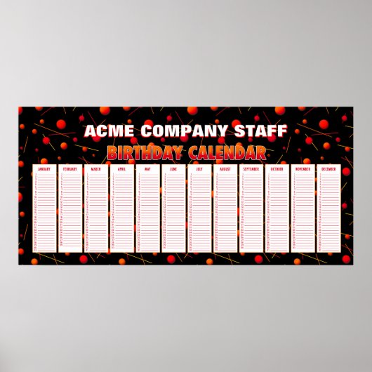 球飛んでいる永久誕生日カレンダーポスター ポスター (正面)