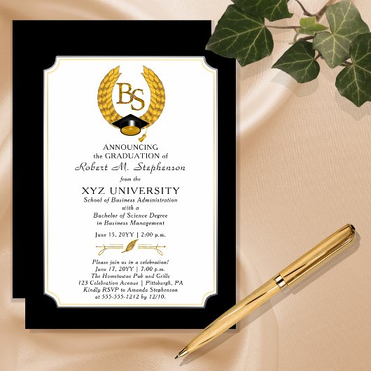 理学学士号 - 学士号 大学卒業のお知らせ マグネット招待状