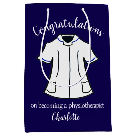 理学療法士に就任おめでとう ミディアムペーパーバッグ (正面)