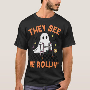 理学療法士のハロウィーンTシャツ They See Me Rolling PT Tシャツ