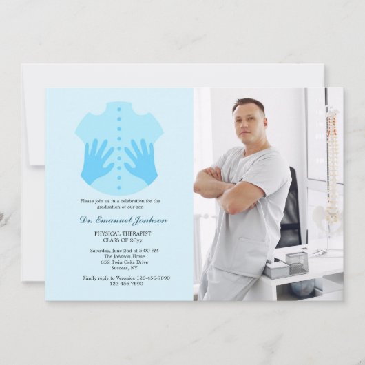 理学療法士の写真 卒業式招待状 招待状 (正面)