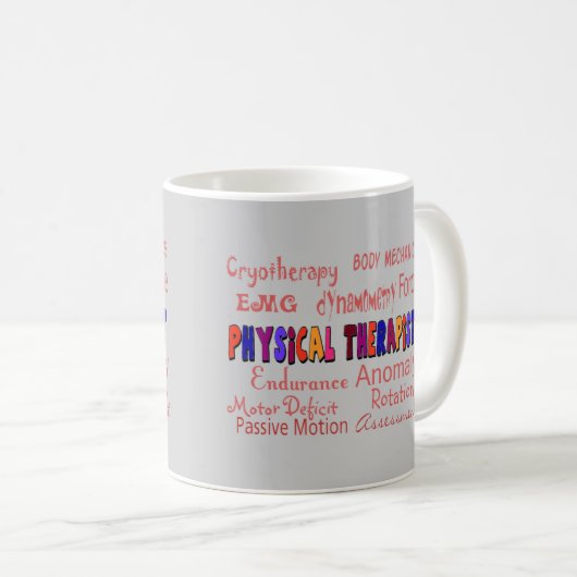 理学療法士の専門用語のギフト コーヒーマグカップ (正面右)