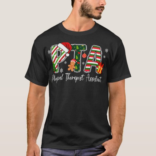 理学療法士アシスタントのレトロサンタ帽子 Tシャツ (正面)