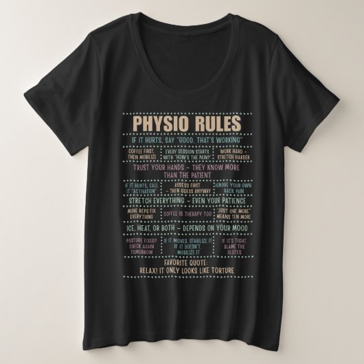 理学療法士ジョークTシャツ プラスサイズTシャツ (デザイン正面)