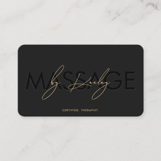 理学療法士マッサージセラピストブラックモダン 名刺 (正面)