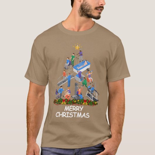 理学療法士 クリスマスツリー メリークリスマス 少女 Tシャツ (正面)