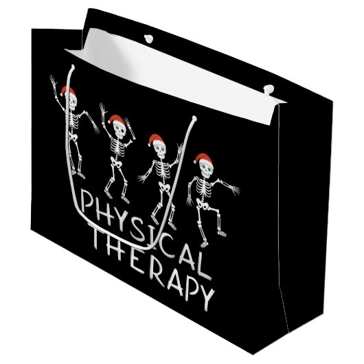 理学療法士 スケルトン クリスマス DPT 学生 ラージペーパーバッグ (正面アングル)