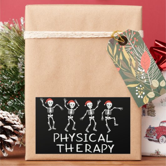 理学療法士 スケルトン クリスマス DPT 学生 長方形シール (クリスマス)