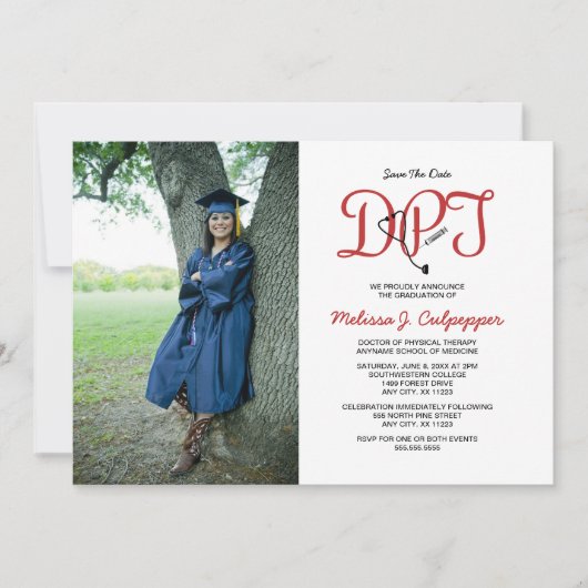 理学療法士 博士号 卒業写真 招待状 (正面)
