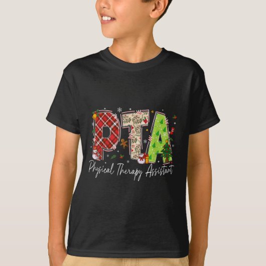 理学療法士 Therast 即時 PTA サンタ クリスマス Tシャツ (正面)