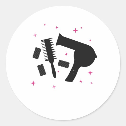 理容サロン美容師ロゴのヘアドライヤー ラウンドシール (正面)