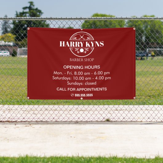 理容室の営業時間カスタム 横断幕 (インサイチュ)