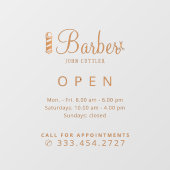 理容室の営業時間ステッカー ウィンドウサイン (シート)