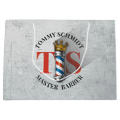 理容室キング クラウン バーバー ポール ヘア サロン ラージペーパーバッグ (正面)