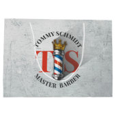 理容室キング クラウン バーバー ポール ヘア サロン ラージペーパーバッグ (裏面)