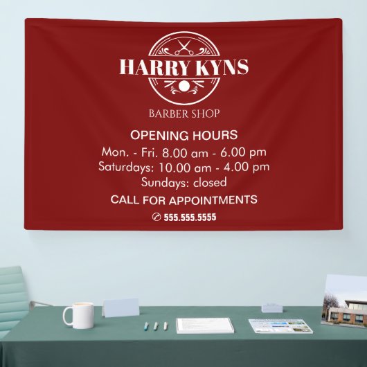 理容室営業時間オーダーメイド 横断幕 (トレードショー)
