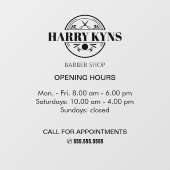 理容室営業時間カスタム ウィンドウサイン (シート)