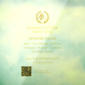 理容室営業時間 ゴールドロゴ QRコード ウィンドウサイン (シート3)