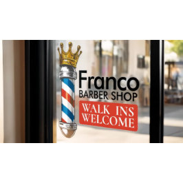 理容室 ヘアサロン 王冠 バーバー ポール ウィンドウサイン