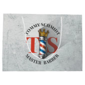 理容室 ヘアーサロン 王冠 バーバー ポール ラージペーパーバッグ (裏面)