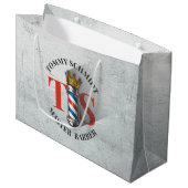 理容室 ヘアーサロン 王冠 バーバー ポール ラージペーパーバッグ (正面アングル)