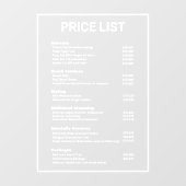 理容室 料金表 サービスメニュー ウィンドウサイン (シート)