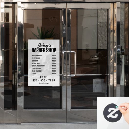 理容室 料金表 窓用シール ウィンドウサイン (オフィスドア)
