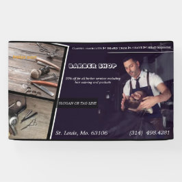 理容室 現代のヘアカット ハサミ 理容師 横断幕