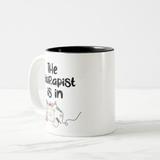 理容師おもしろいが贈り物   ツートーンマグカップ (正面左)