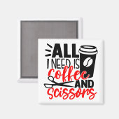 理容師おもしろいコーヒーヘアドライザーキュート美容師 マグネット (正面/裏面)