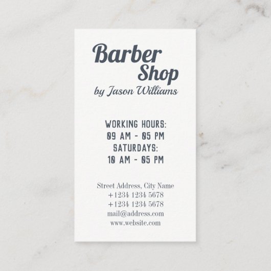 理容師およびヘアーサロンの垂直 名刺 (裏面)