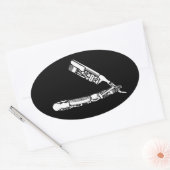 理容師かみそりアイコン 楕円形シール (封筒)