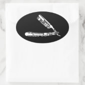 理容師かみそりアイコン 楕円形シール (バッグ)