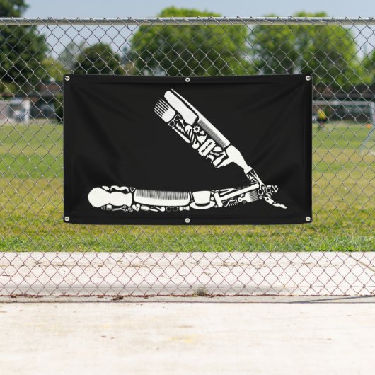 理容師かみそりアイコン 横断幕 (インサイチュ)