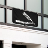 理容師かみそりアイコン 横断幕 (ビルの外側)