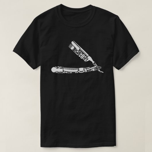 理容師かみそりアイコン Tシャツ (デザイン正面)