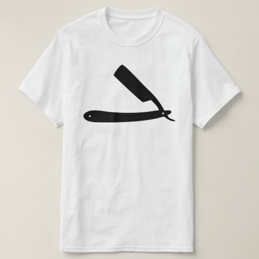 理容師かみそりアイコン Tシャツ (デザイン正面)